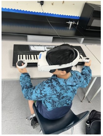 picture of student with VR glasses